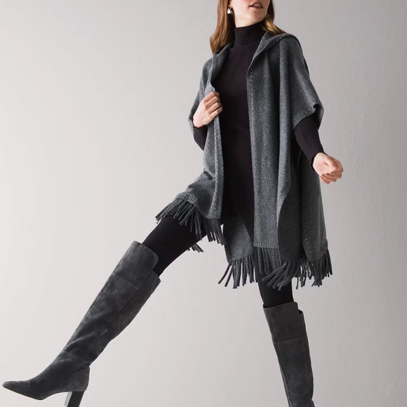 WHITE HOUSE BLACK MARKET Fringe Kimono Cardigan NWT - Picture 3 of 7